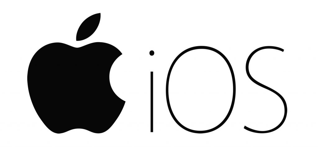 Apple logo black and white with bite and IOS