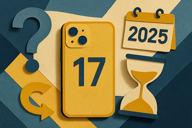 Colorful cutout of iPhone with dollar sign and iPhone 16 on screen