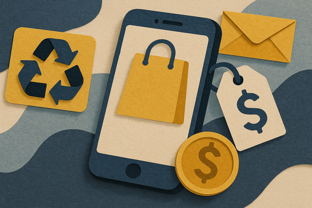 Colorful cutout of iPhone with dollar sign and iPhone 16 on screen