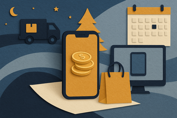 Colorful cutout of iPhone with dollar sign and iPhone 16 on screen