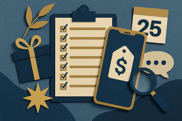 Colorful cutout of iPhone with dollar sign and iPhone 16 on screen