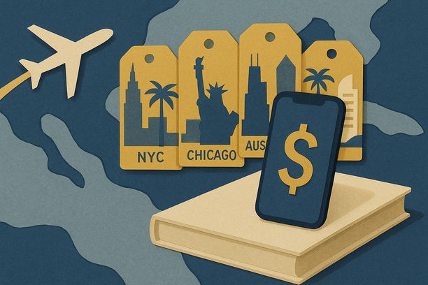 Colorful cutout of iPhone with dollar sign and iPhone 16 on screen