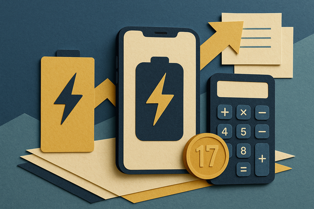 Colorful cutout of iPhone with dollar sign and iPhone 16 on screen