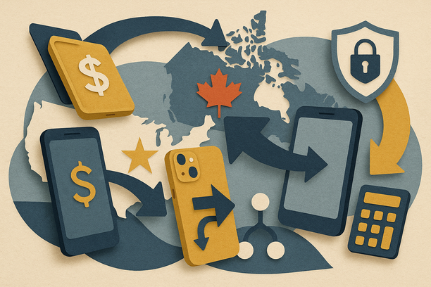 Colorful cutout of iPhone with dollar sign and iPhone 16 on screen