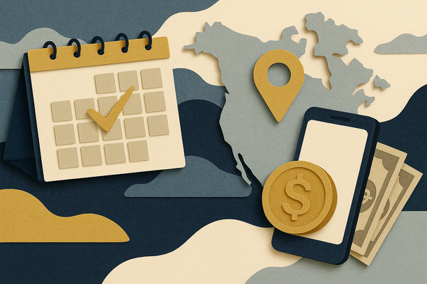 Colorful cutout of iPhone with dollar sign and iPhone 16 on screen