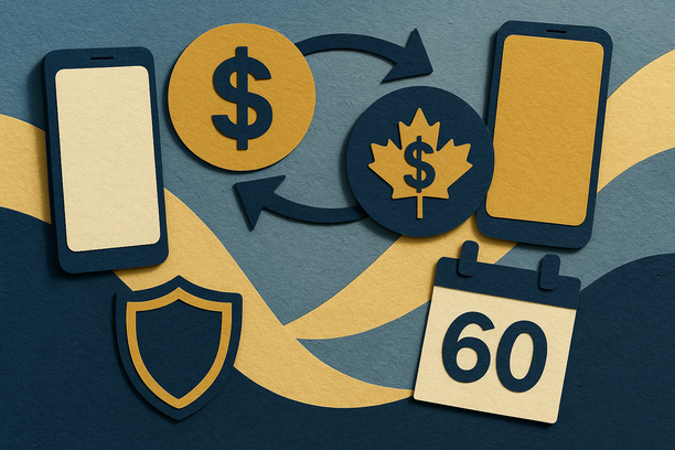 Colorful cutout of iPhone with dollar sign and iPhone 16 on screen